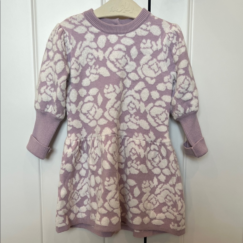 Janie and Jack Lilac Floral Knit Sweater Dress